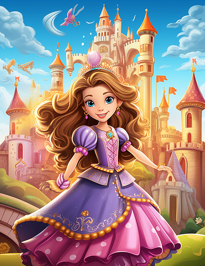 Cute Princess Coloring Page For Kids 3