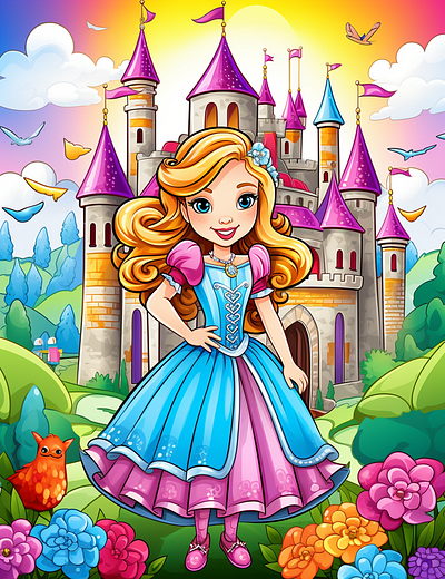 Cute Princess Coloring Page For Kids 2