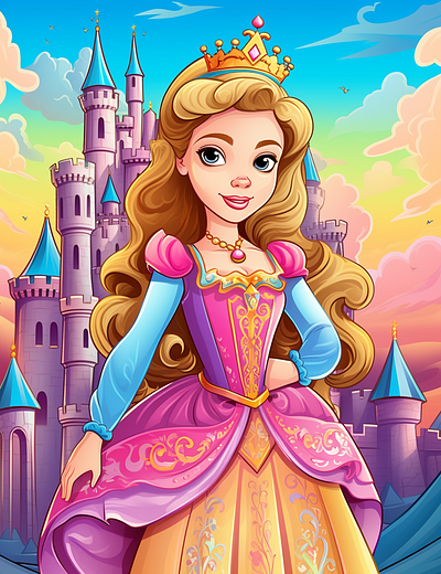 Cute Princess Coloring Page For Kids 1
