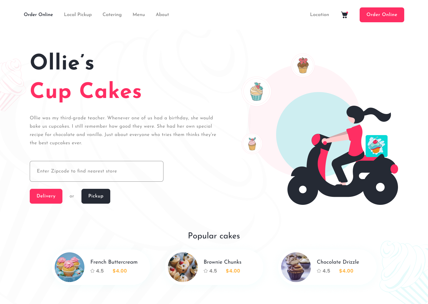 Cup cakes landing page UI design landing landing page page ui ui design ux ux research web design website ui websites sample