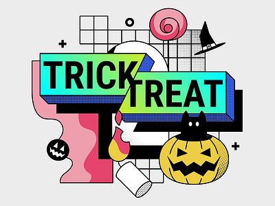 Trick or treat 🎃 colorful design graphic design halloween illustration pumpkin spooky vector web design
