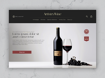 ArtistryWine branding creative dark design ecommerce elegant red ui web wine