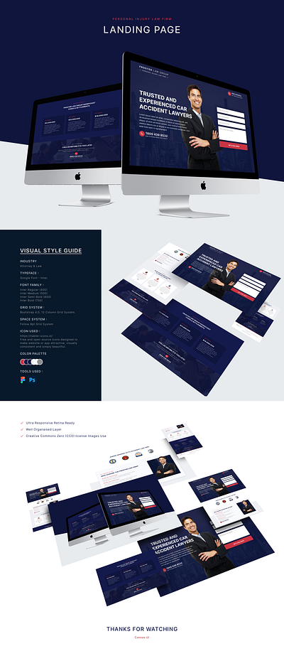 Personal Injury Law Firm Landing Page case study figma landing page law firm ui design ux design website design