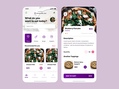 Food App add app cart category delivery design details fast food home menu mobile restaurant typography ui uiux ux