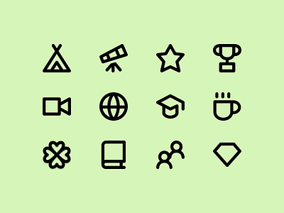 Charm icons book clover cup diamond free icons freebie globe graduation hat icon iconography icons line icon open source outline icons simple star stroke icons telescope tent thin line