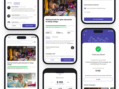 Crowdfunding app android app app design crowdfunding crowdfunding app design donation help impactguru ios ios app ui ui design ux
