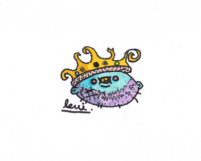 Crowned King beard colorful crown drawing funny hairy jewels king markers quirky round royalty