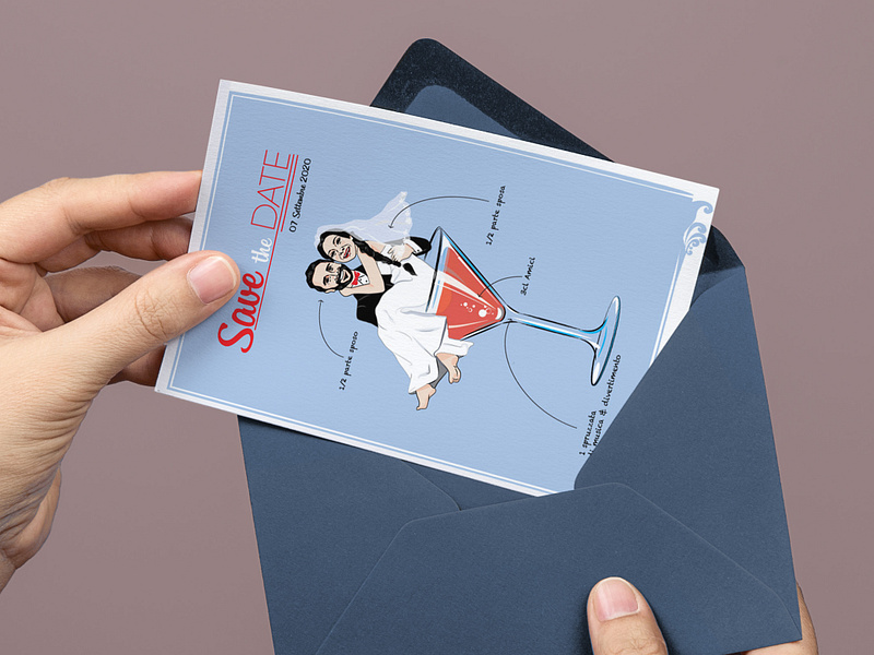 Inviti personalizzati -caricature custumized drink illustration invitation love savethedate wedding