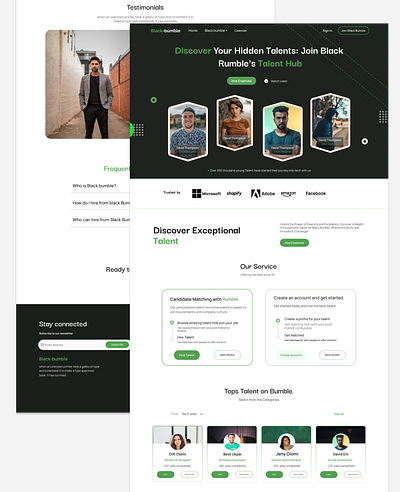 Black Bumble Talent Website ui