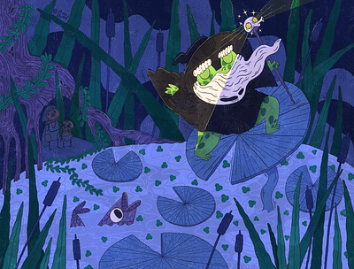 The Elder of the magic pond book illustration children illustration comics frog illustration magic procreate
