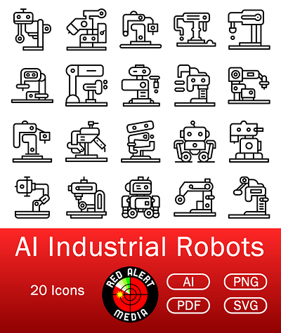 AI Industrial Robot Icons icons robot icons robotic assistants