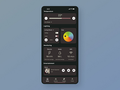 DAY 020 / HOME MONITORING daily ui interface mobile slider smart home toggle ui