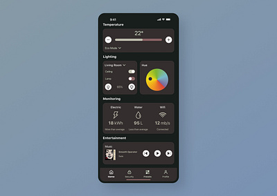 DAY 020 / HOME MONITORING daily ui interface mobile slider smart home toggle ui