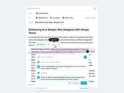 Wordo - AI Writing Assistant ai ai writer artificial intelligence clean component email gpt plugin prompt text editor typing ui uidesign uidesigner uiux uiuxdesign userinterface writer writing writing assistant