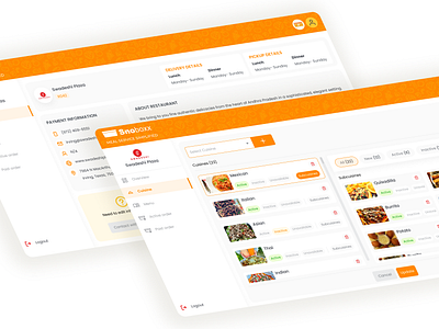 Snoboxx webapp design cms food restaurant ui ux web application