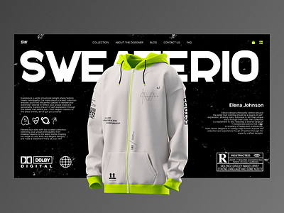 SWETERIO - hoodie shop website black design graphic shop store ui ux webdesign website