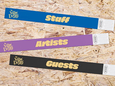 Festival wristbands - La Villa Disco badge branding design electro event festival graphic design house illustration logo music music festival techno typography vector wristbands