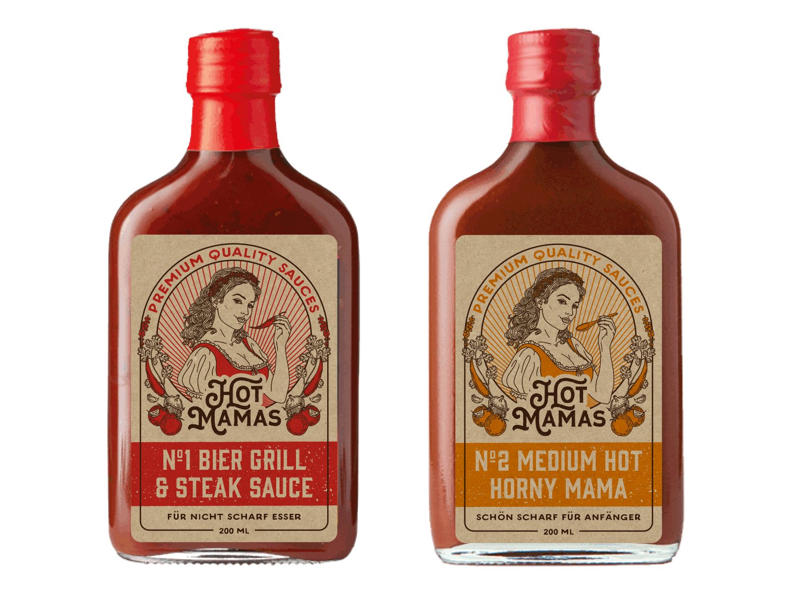 Labels for hot sauces drawing girl graphic design grill hot illustration kraft label meat organic pepper sauce sexy steak tomato vintage