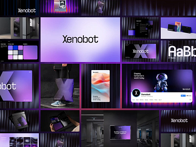 Xenobot - Visual Brand Identity animation brand strategy brandidentity branding design design system gradient graphic design guidelines identity logo logo design logo design branding mockup motion graphics pattern premium robotics typography visual identity