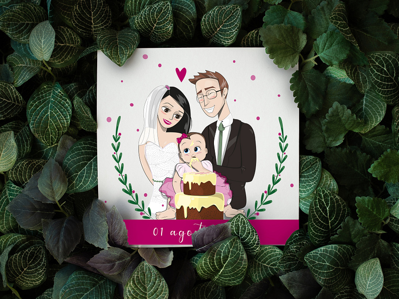 Together -battesimo & matrimonio family illustrazione invitation love wedding