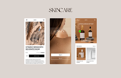 skincare brand mobile ui & typography branding design logo mobile typography ui