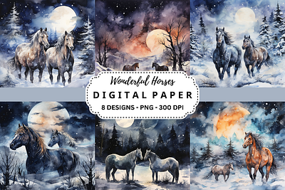 Wonderful Horses Watercolor Background tumbler wrap