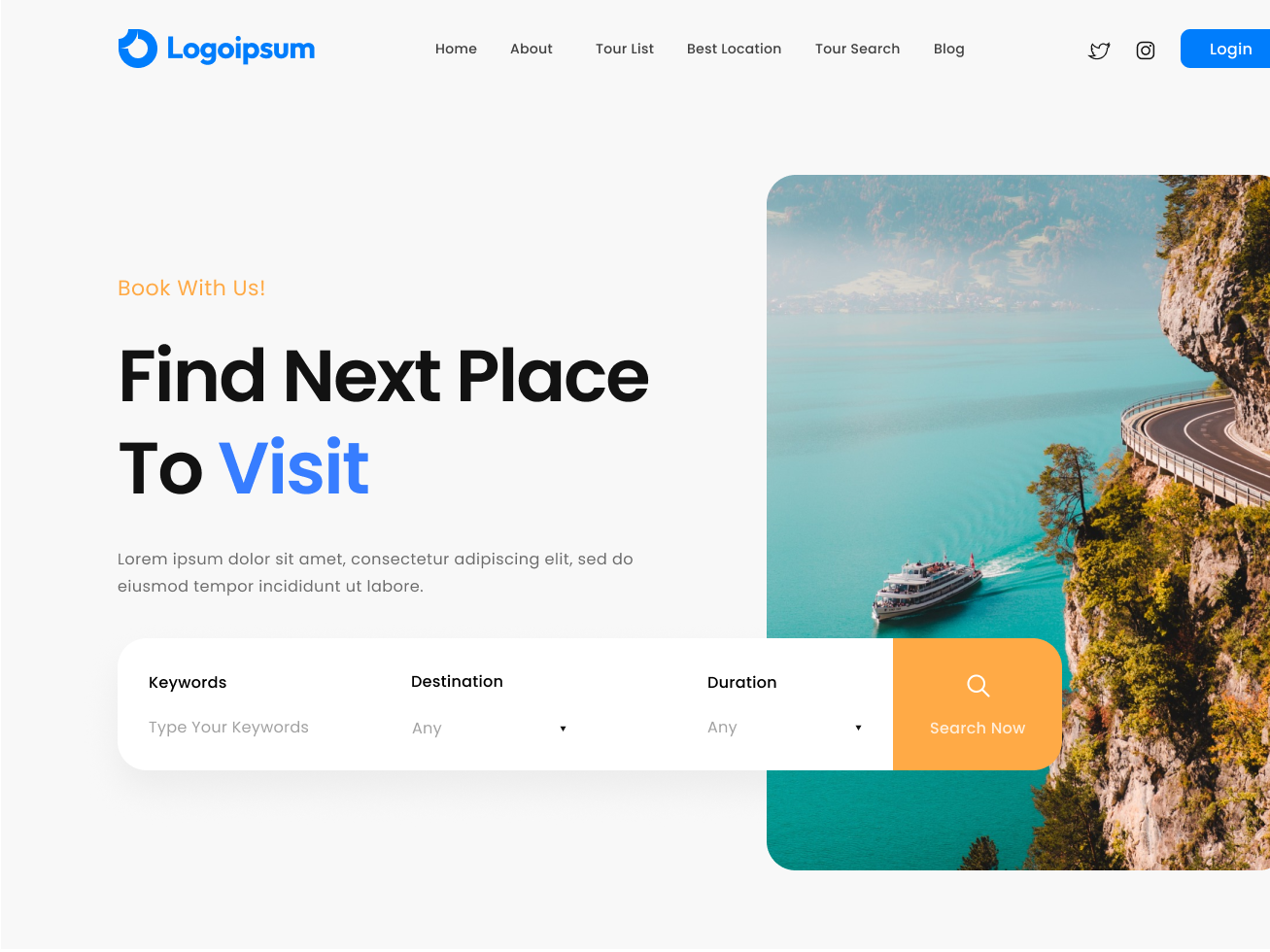 Travel agency hero section UI UX design by Pasindu Madhushanka on Dribbble