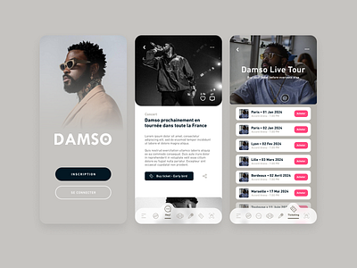 Damso (App label) app damso digital mobile music ui webdesign