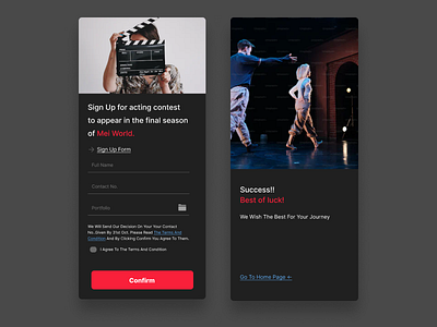 Sign-up Page for a contest | Daily Ui 001 actingcontest contest dailyui signup ui