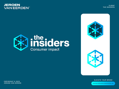 the Insiders - Logo Redesign arrow branding costumer creative logo data feedback gradient logo hexagon impact influence insider interact lettering logo design marketing media modern logo design overlap product test