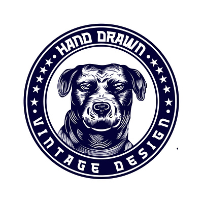 Hand Drawn Dog Vintage Logo brand branding dog dog logo hand drawn logo hand drawn vintage logo logo design vintage dog vintage style