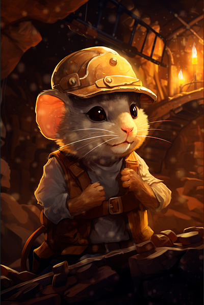 The Miner Mouse 2d art illustration