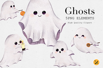 Watercolor Ghosts Clipart halloween watercolor