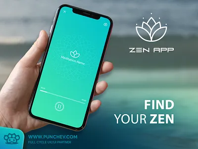 Zen App branding design gui icons illustration interface logo punchev ui ux