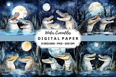 Winter Crocodiles Watercolor Background tumbler wrap