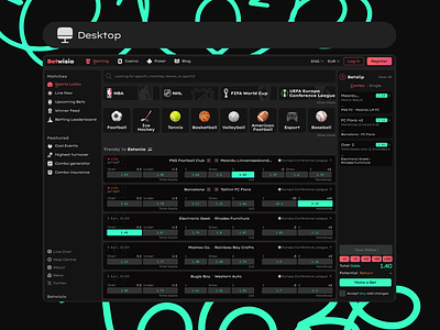 betting homepage — betwisio besktop bet betting bookmaking design event list homepage igaming product design tablet uiux web