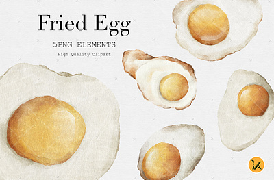 Watercolor of Fried Egg Clipart watercolor