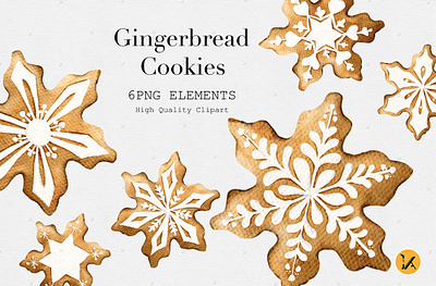 Watercolor Gingerbread Cookies Clipart graphic design