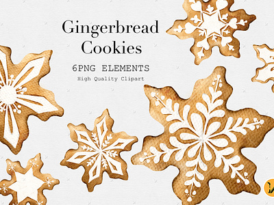 Watercolor Gingerbread Cookies Clipart graphic design