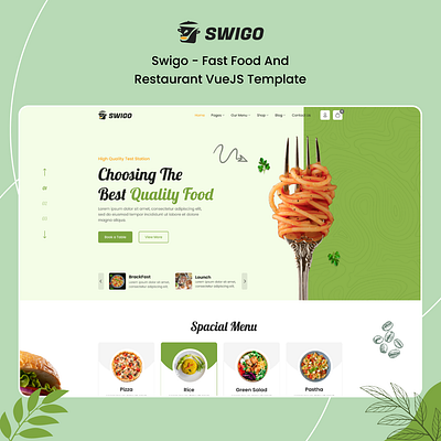 Swigo - Fast Food And Restaurant VueJS Template creative design illustration product design template ui uiux website