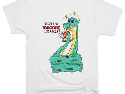 Have A Taste! 1930s animation 1930s cartoon accessories apparel cartoon design frog funny funny nature illustration psychedelic retro rubber hose rubberhose snake stoner t shirt trippy vintage wildlife