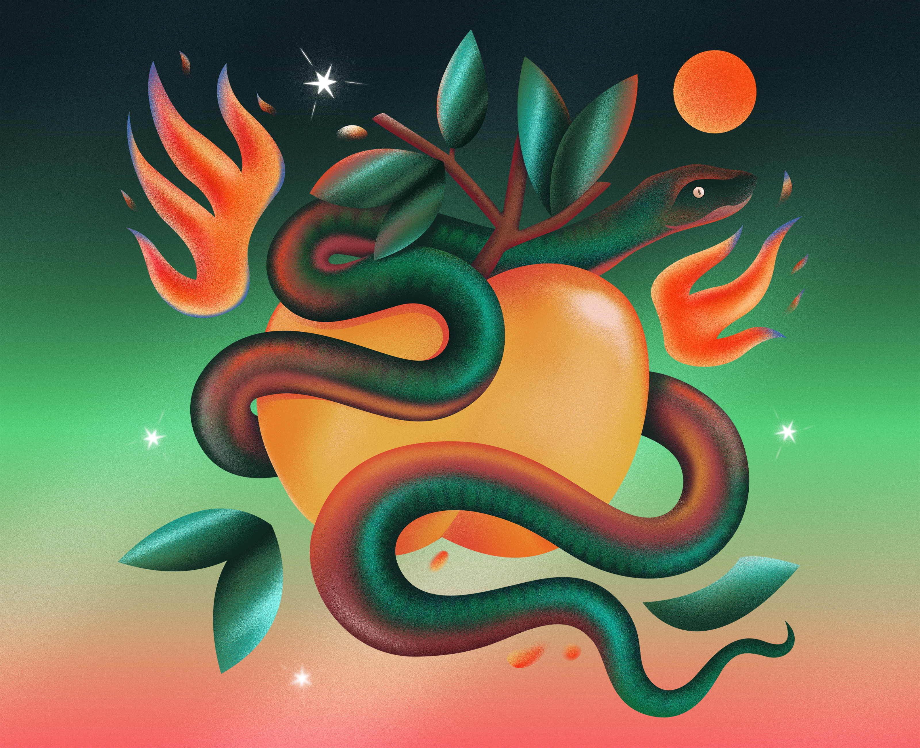 Devil Like You abstract apple color colorfull colors creative design fire georgia green illustration red snake style