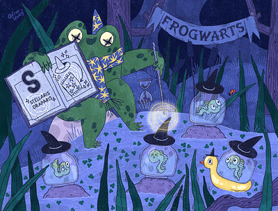 A Tadpole's Magical Journey Begins book illustration children illustration frog illustration magic procreate