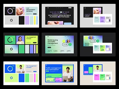 Brand Identity Concepts by Syncrely agency brand guidelines brand identity branding graphic design landing page logo marketing marketing agency media buying metrics pitch deck slide deck startup ui visual identity visual language webdesign