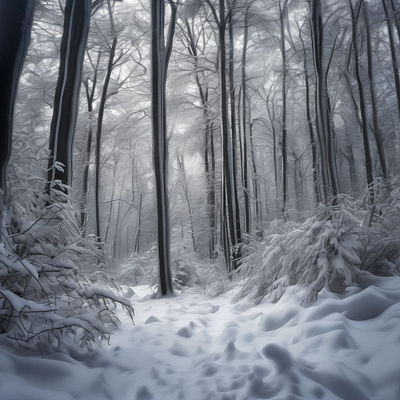 quiet quiet reflective snow trees
