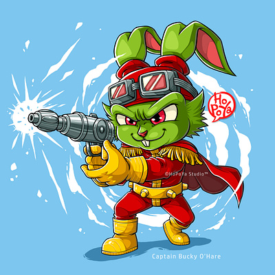 Captain Bucky O'Hare Chibi Version 2d adventure anime arcade bunny captain cartoon character chibi design game graphic illustration manga wars