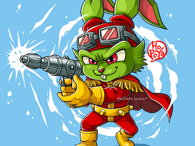 Captain Bucky O'Hare Chibi Version 2d adventure anime arcade bunny captain cartoon character chibi design game graphic illustration manga wars