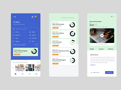 Ui/Ux Course App branding courseapp mobileapp ui ux