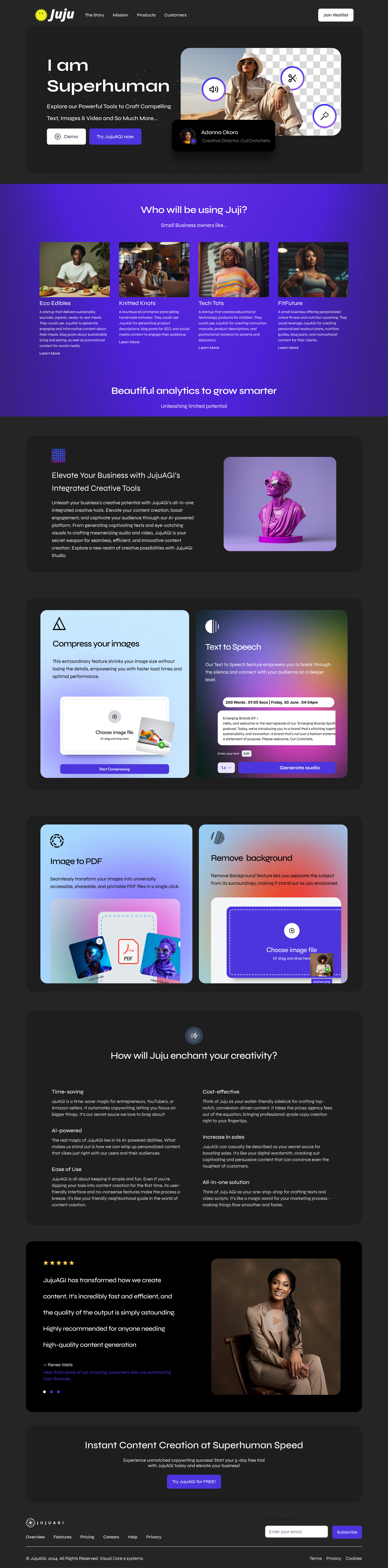 JujuAGI Landing Page branding graphic design logo ui