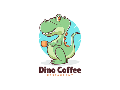 Dino Coffee Logo Design Vector animal branding design dinosaurs graphic design illustration kids logo logos vector